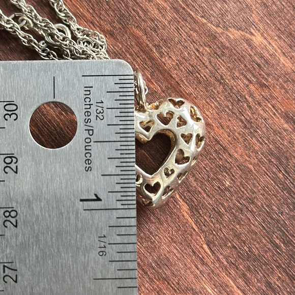 NWOT STERLING Stamped Chain + Heart Shape (Heavy) Pendant - Picture 7 of 7